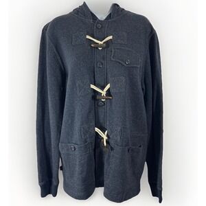 Hawkings McGill‎ Men's Navy Toggle Hooded Cardigan Jacket Sweater M Cotton